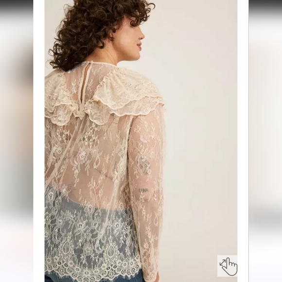 Torrid New Lace Ruffle Long Sleeve Blouse Birch Size 3x - Picture 4 of 14